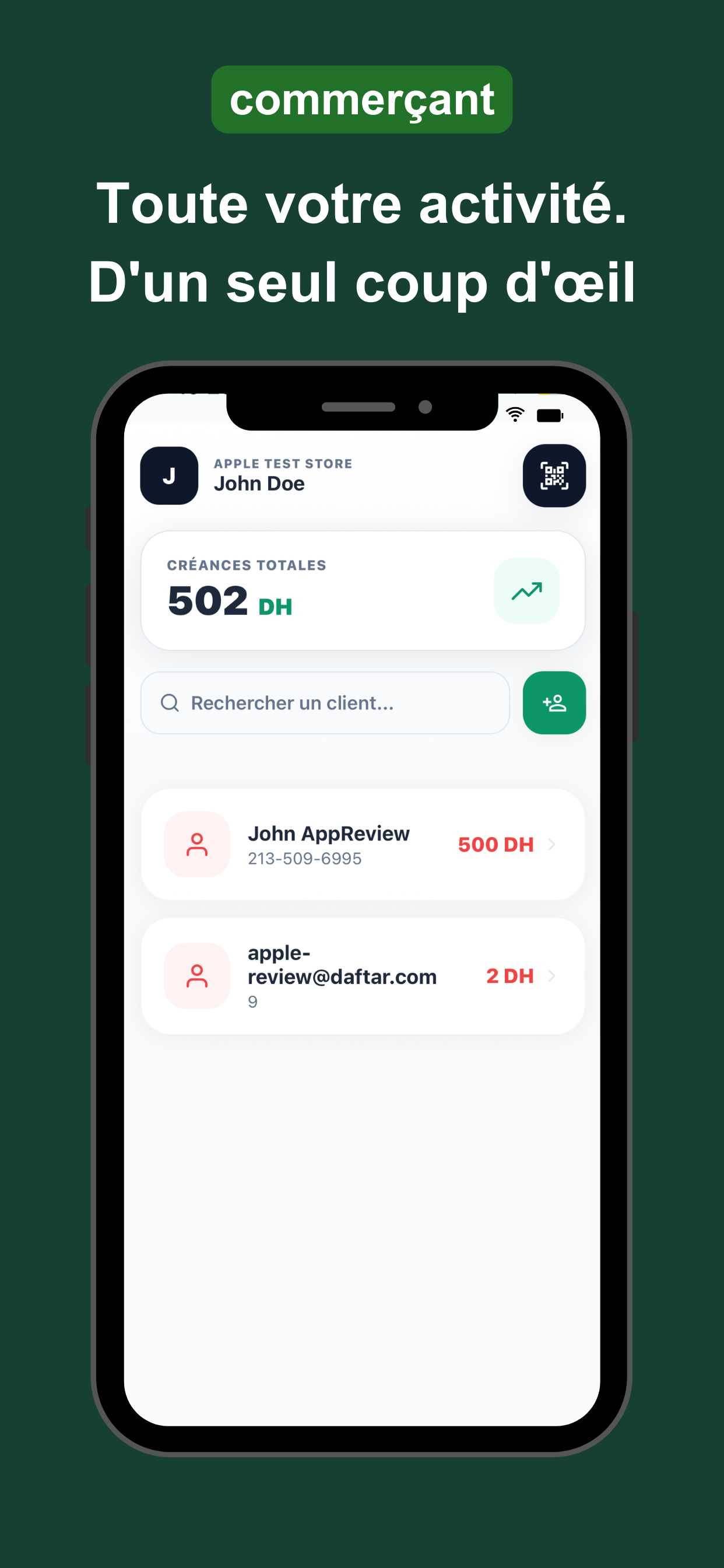 Commerçant — Dashboard